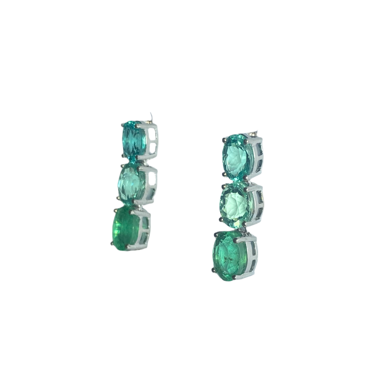 Paraiba Tourmaline, Apatite, 9ct White Gold earrings