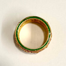 Sterling Silver Gold Plated Enamel and Ruby Band