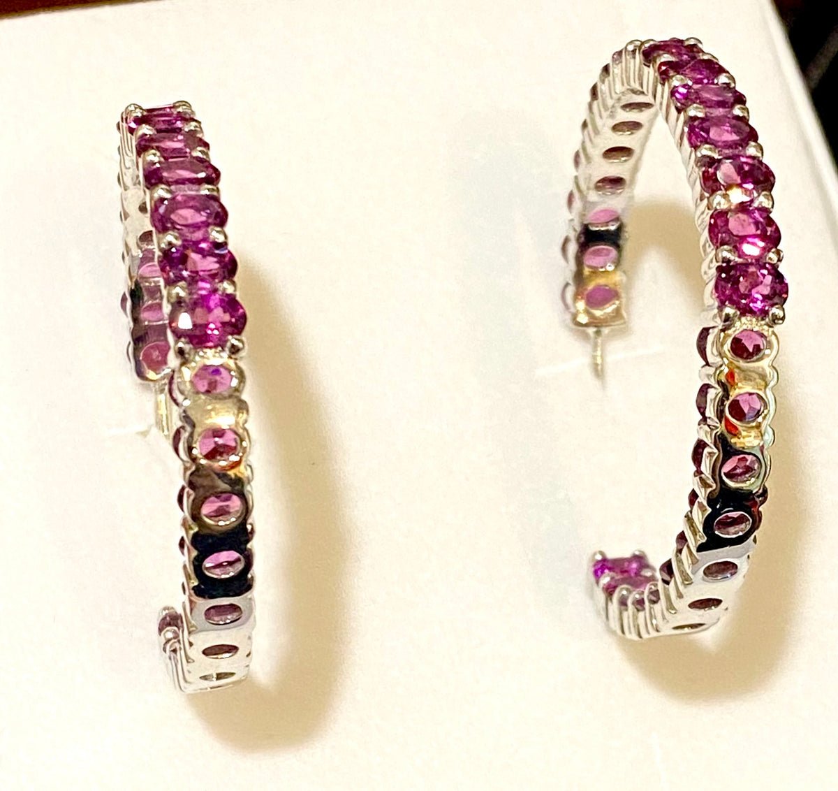 Rhodolite Garnet Sterling Silver Hoop earrings