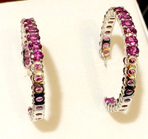 Rhodolite Garnet Sterling Silver Hoop earrings