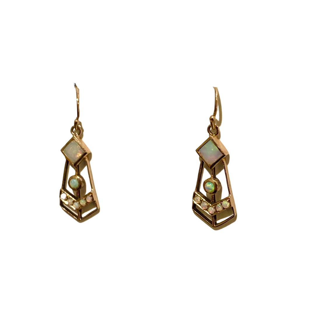 9ct Rose Gold, White Opal Earrings
