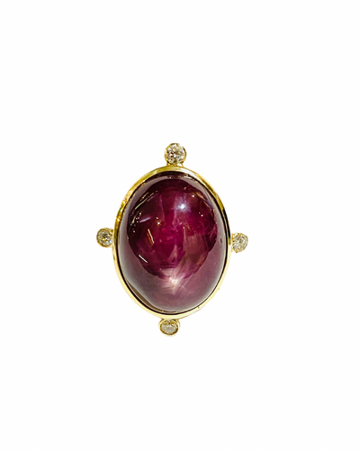 9ct Yellow Gold Star Ruby and Diamond Dress Ring