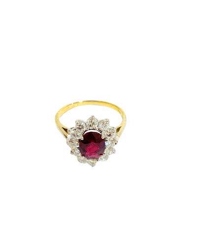 18ct Yellow Gold Ruby and Diamond Ring