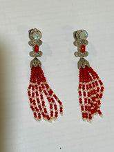 Sterling Silver Coral Tassel Earrings
