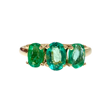 9ct Yellow Gold Natural Emerald Trilogy Ring