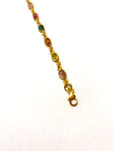 Multi-gem Tourmaline Gold Plate Bracelet