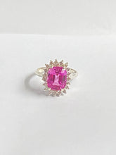 Sterling Silver Synthetic Pink Sapphire and QZ Ring