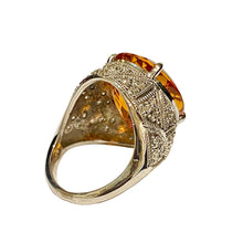 9ct White Gold Citrine and Diamond Art Deco Style Ring