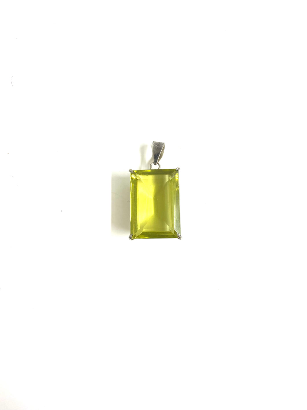 Large Silver Green Citrine Pendant