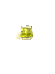 Large Silver Green Citrine Pendant