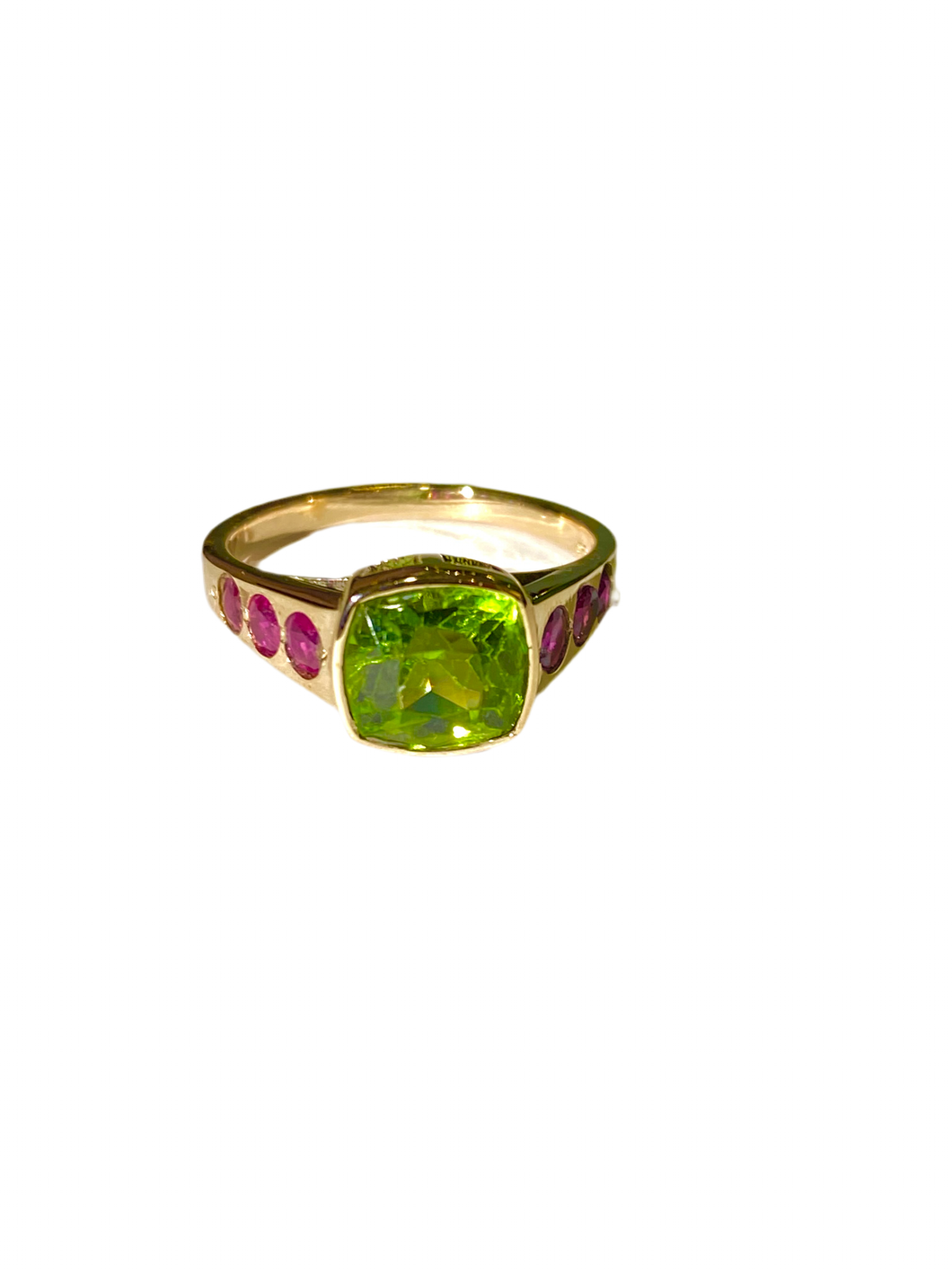 Peridot and Ruby Ring in 9ct Gold