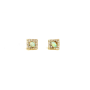 Vintage 9ct Yellow Gold Solid Opal Stud Earrings