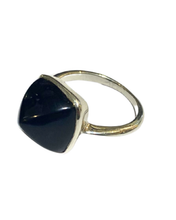 Black Onyx Sterling Silver Square Bullet Ring