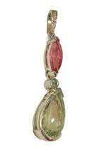 Sterling Silver Tourmaline, Aquamarine & Citrine Articulated Pendant – 54mm