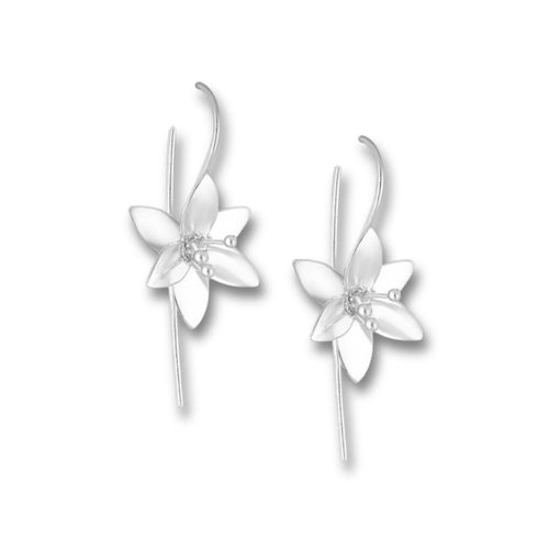 Sterling Silver Handmade Flower Hook Earrings