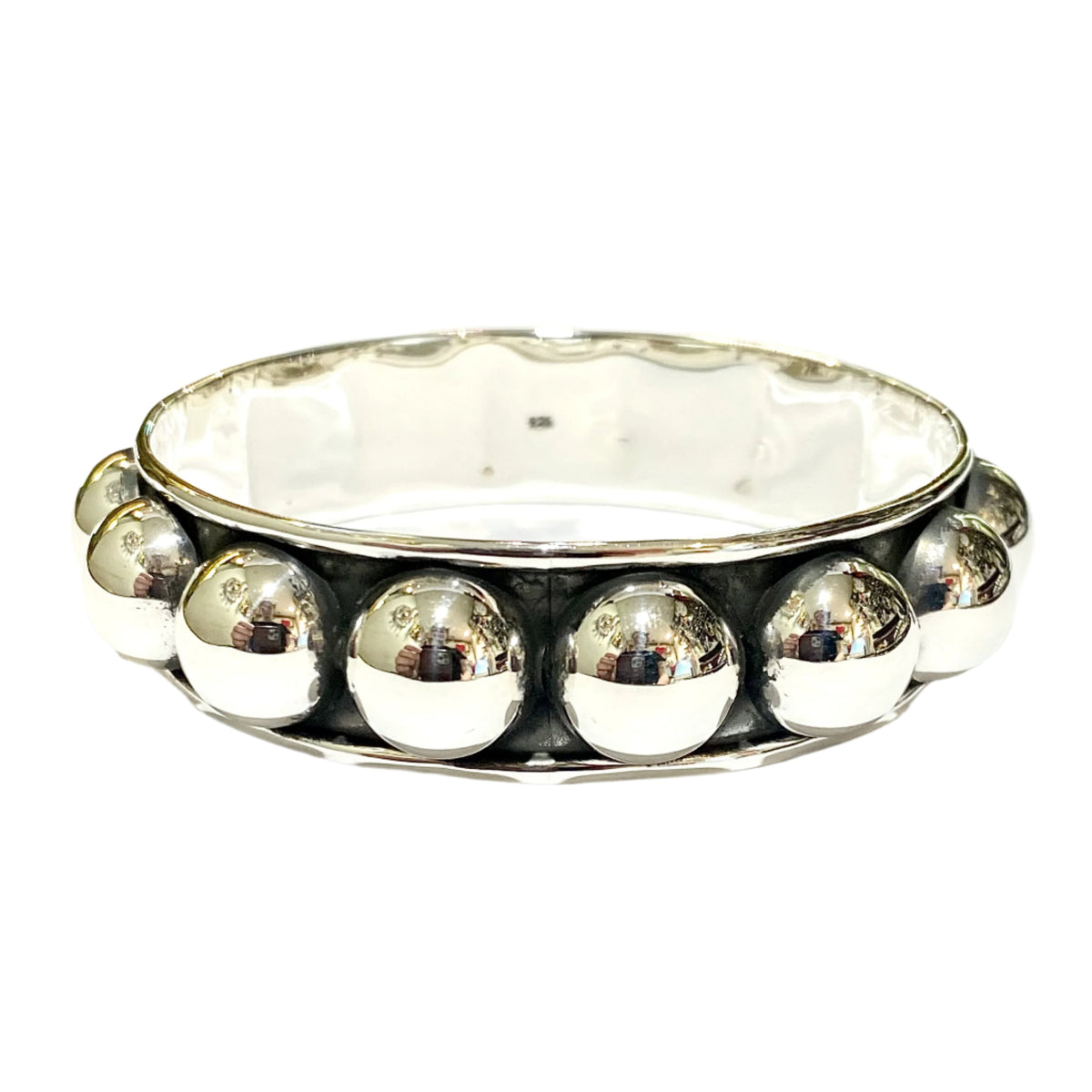 Sterling Silver Large Bauble Solid Bangle