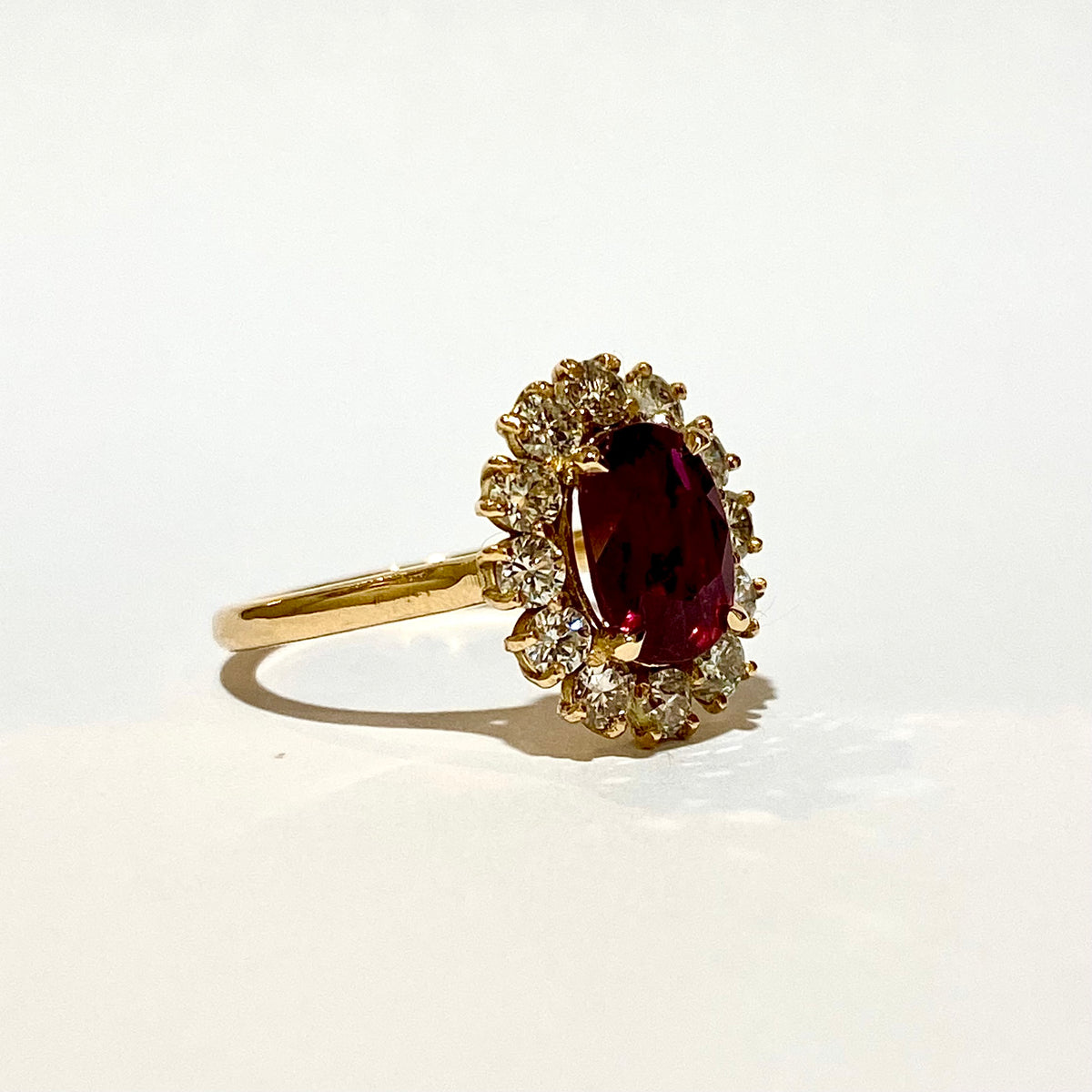 18ct Yellow Gold Ruby and Brilliant cut Diamond Dress Ring