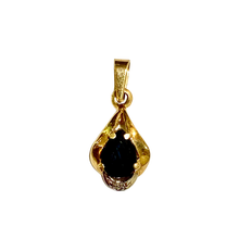 9ct Yellow Gold Black Sapphire and Diamond Pendant