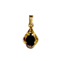 9ct Yellow Gold Black Sapphire and Diamond Pendant