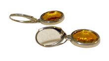 Sterling Silver Oval Citrine Drop Earrings – 14mm