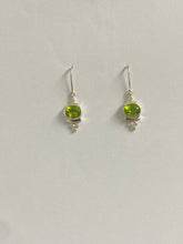 Sterling Silver Peridot and CZ Drop Earrings