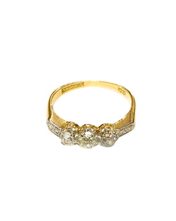 18ct Yellow Gold and Platinum Antique Diamond Dress Ring