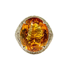 9ct White Gold Citrine and Diamond Art Deco Style Ring
