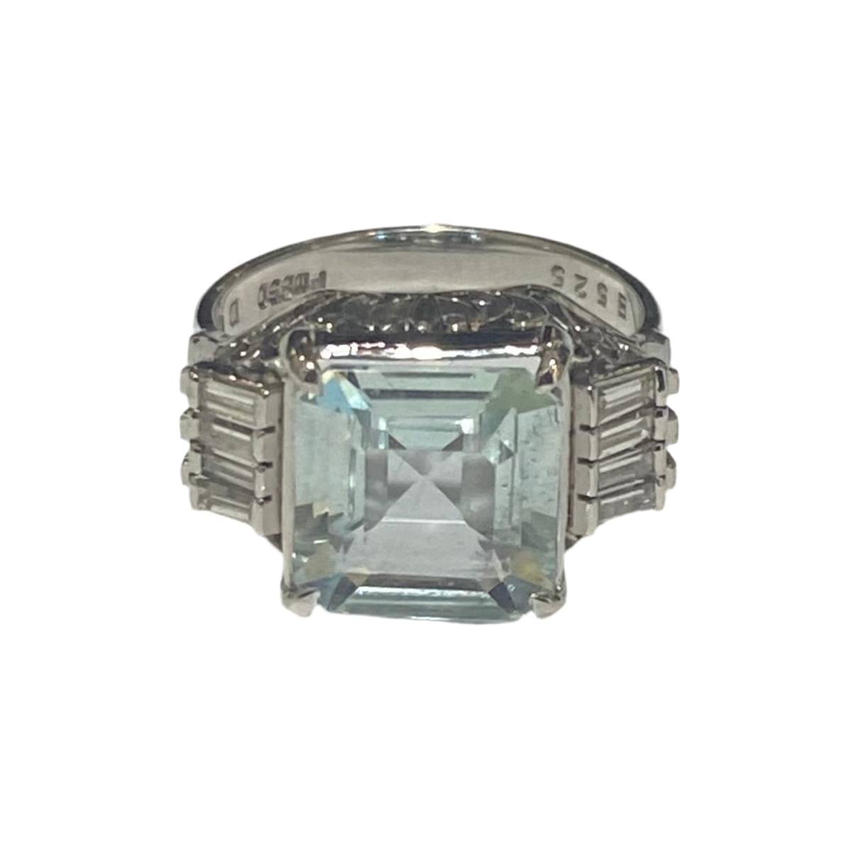 Platinum Aquamarine and Diamond Ring