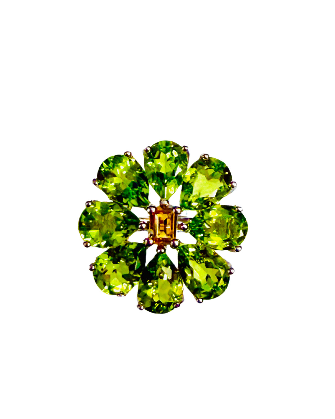 Sterling Silver Peridot and Citrine Ring