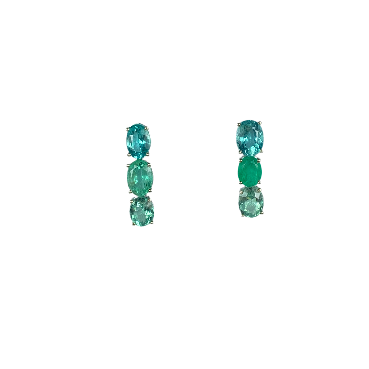 Paraiba Tourmaline, Apatite, 9ct White Gold earrings