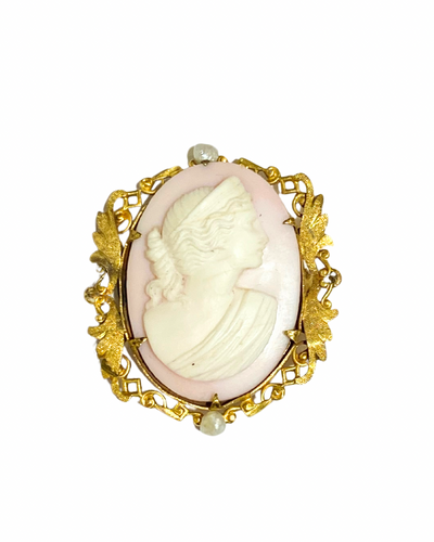 Sterling Silver 18K Gold Plated Conch Shell Cameo