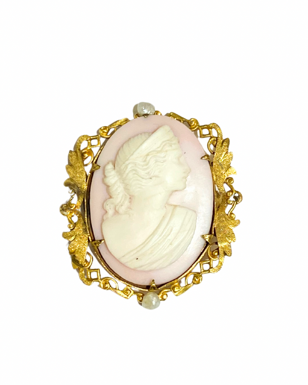 Sterling Silver 18K Gold Plated Conch Shell Cameo