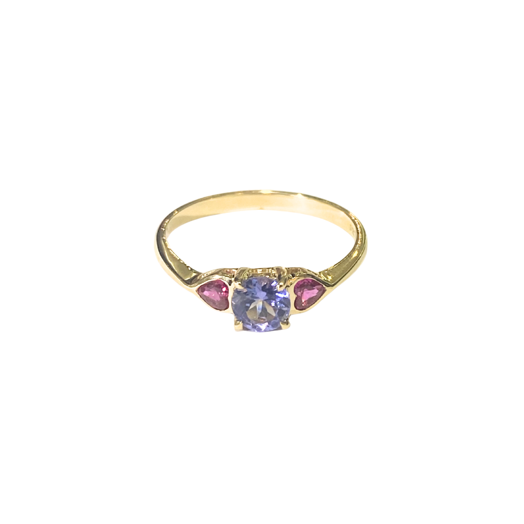 9ct Yellow Gold Tanzanite and Ruby Ring