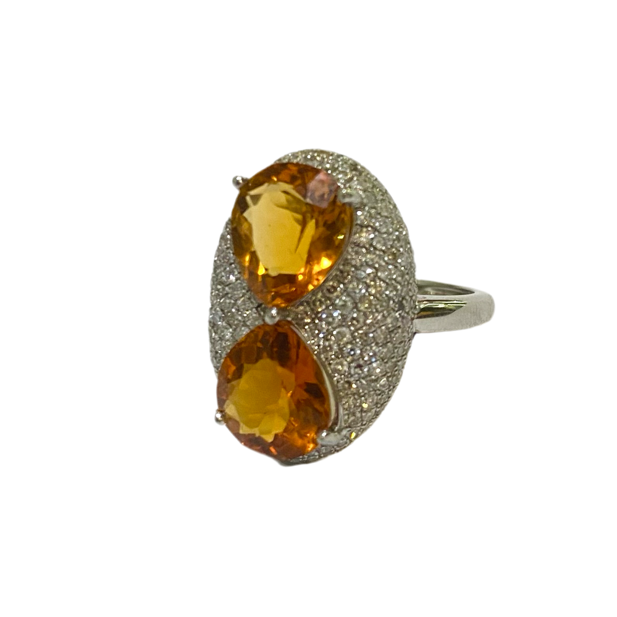 18ct White Gold Citrine and Diamond Ring