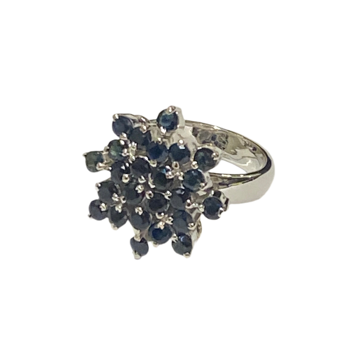 Sterling Silver Natural Blue Multiset Sapphire Ring