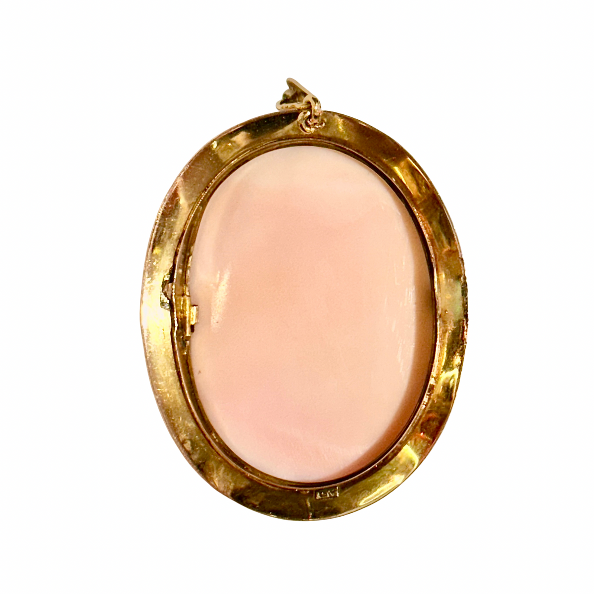 Antique Carved Pink Conch Shell Cameo Pendant