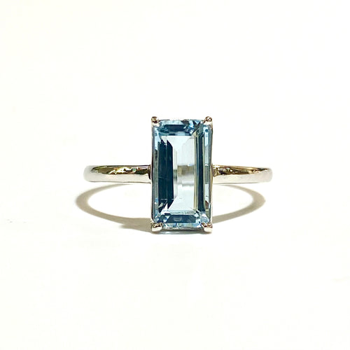 9ct White Gold, 1.2ct Natural Aquamarine Ring