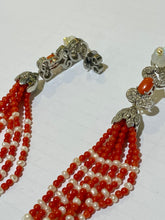Sterling Silver Coral Tassel Earrings