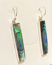 Sterling silver rectangle Abalone shell drop earrings 34mm