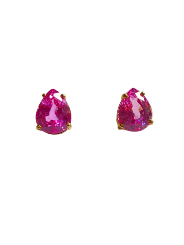 Pink Topaz Stud Earrings in Sterling Silver Gold Plate
