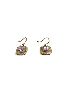 18ct Yellow Gold Amethyst and Diamond Drop Earrings