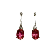 Rubellite Tourmaline and Diamond 9ct White Gold Earrings