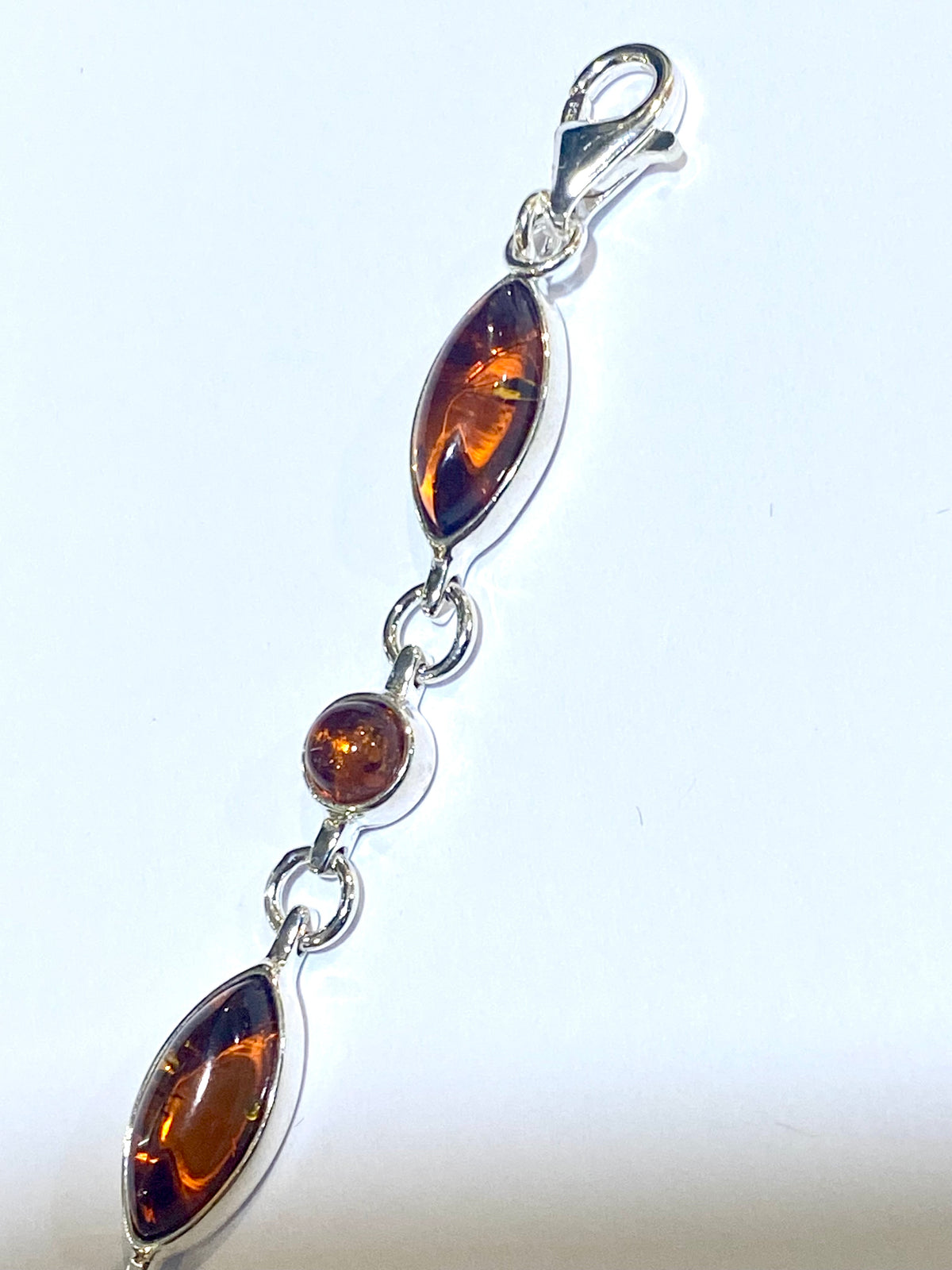 Sterling Silver Amber Bracelet – 210mm