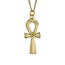 Brass and Enamel Ankh Necklace