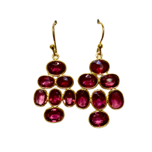 Sterling Silver Gold Plate Garnet Cluster Earrings