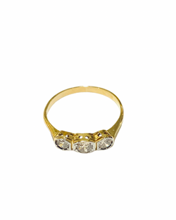 18ct Yellow Gold Antique Diamond Trilogy Ring