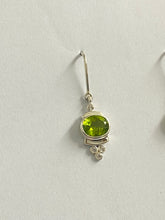 Sterling Silver Peridot and CZ Drop Earrings