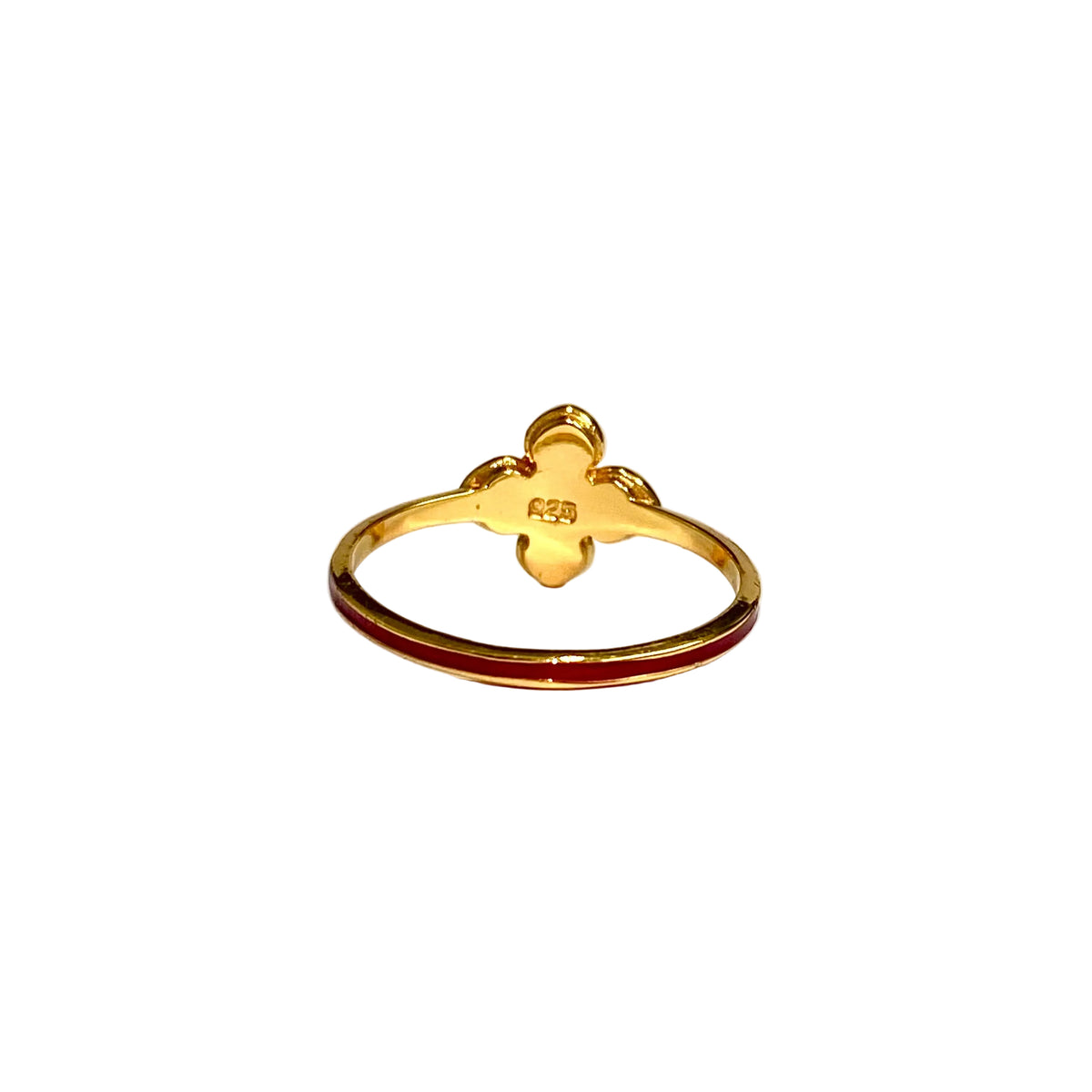 Sterling Silver Gold Plate Enamel Flower Ring