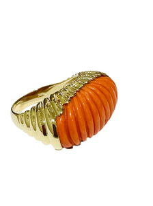 Coral 9ct Yellow Gold Ring