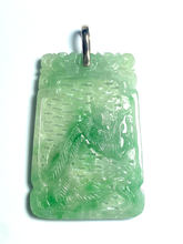 9ct Yellow Gold Carved Jadeite Square Pendant